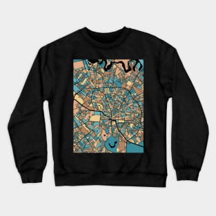 Bucharest Map Pattern in Mid Century Pastel Crewneck Sweatshirt